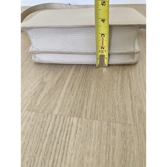 Dagne Dover Andra Pebbled Leather Neutral Crossbody Bone Shoulder Bag Medium - Picture 11 of 15